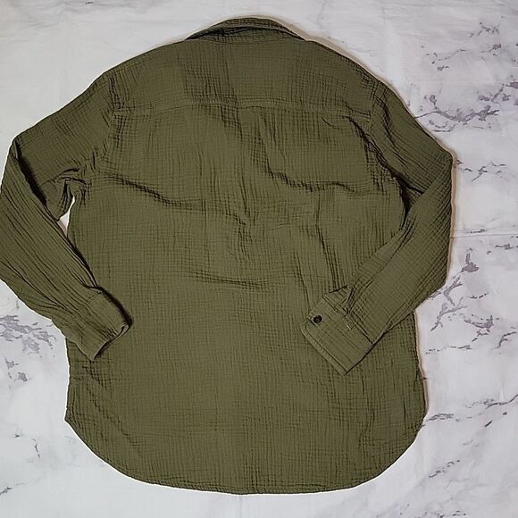 Madewell Textured Green Button Down Cotton Shirt - Picture 7 of 7